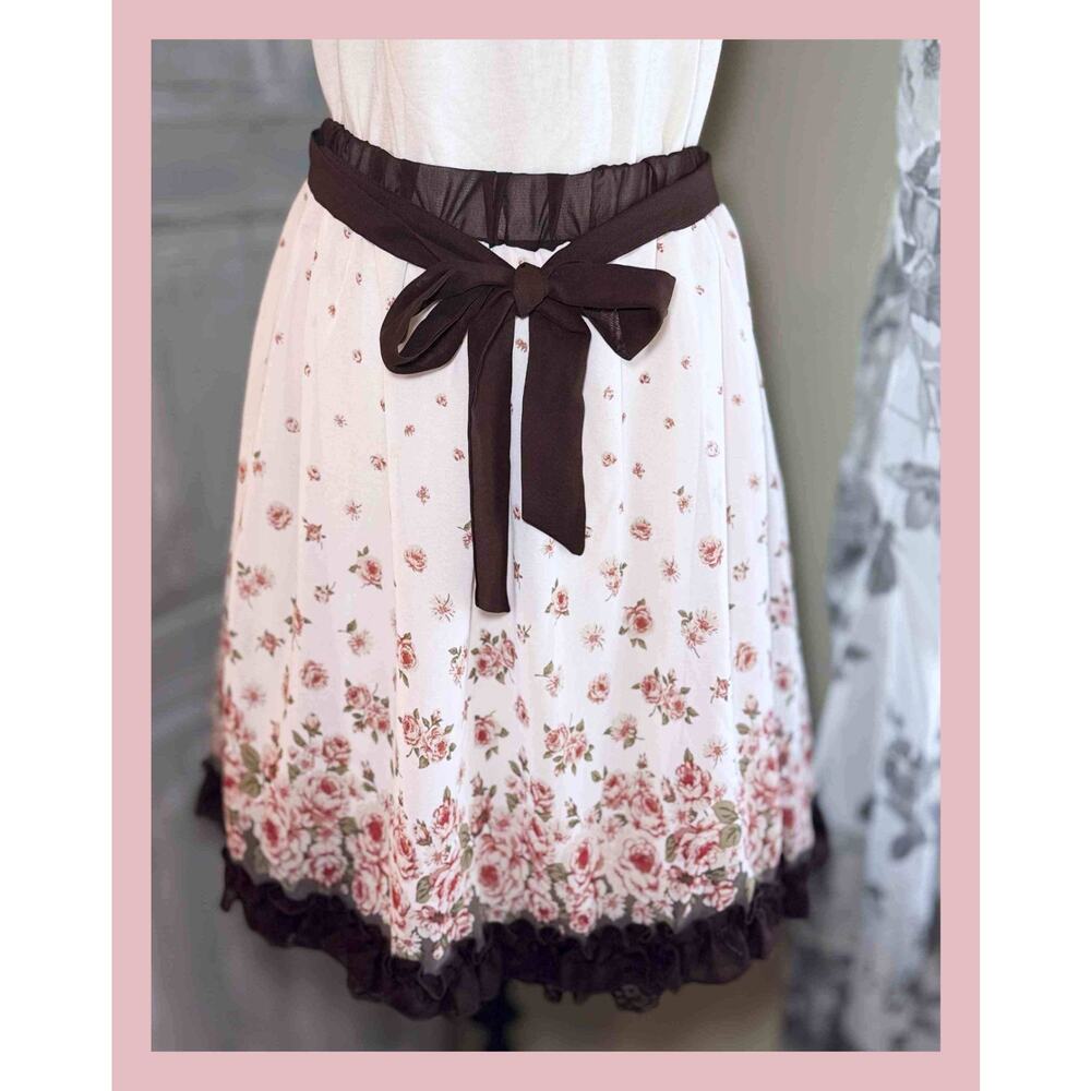 Axes Femme Floral Rose Frill Ruffle Ribbon Tie Skirt J Fashion Himekaji Coquette - Picture 3 of 13